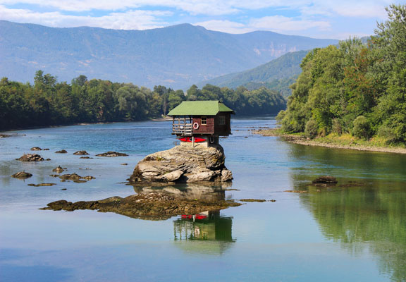 Eco-friendly house on rock
